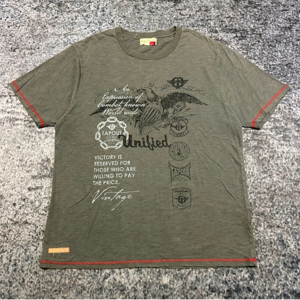 Vintage Y2K Tapout T Shirt Mens XL Gray Grunge Skater Cyber MMA